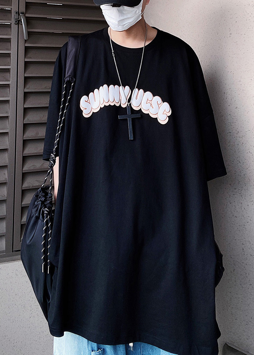 Sleeve Letter Men's Shirts T Half Floral Cotton Blue Loose