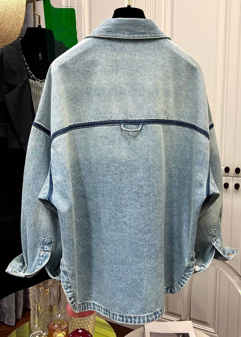 Denim Pan Pockets Coats Peter Loose Mens Collar Blue Button