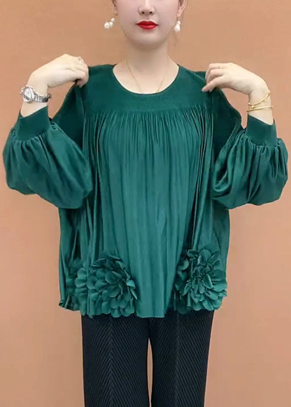 Patchwork Shirt Sleeve Loose Coffee Floral T O-Neck Lantern