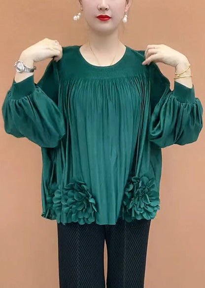 Patchwork Shirt Sleeve Loose Coffee Floral T O-Neck Lantern