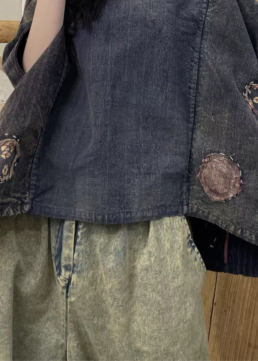 Loose Colorblock V Neck Ruffled Cotton T Shirt Summer GH1038