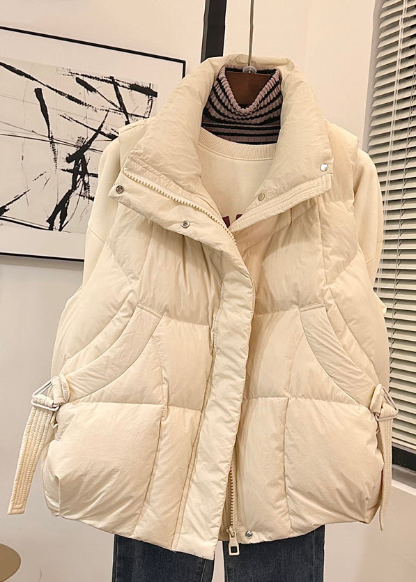 Loose Ginger Yellow Zip Up Pockets Duck Down Waistcoat Spring YW002