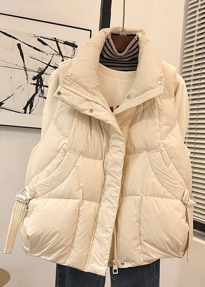 Loose Ginger Yellow Zip Up Pockets Duck Down Waistcoat Spring YW002