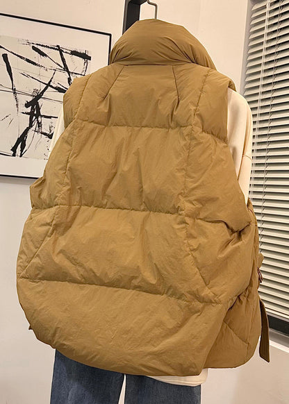 Loose Ginger Yellow Zip Up Pockets Duck Down Waistcoat Spring YW002