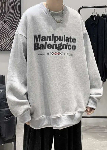 Two Sweatshirt Pieces False Cotton Neck Letter Green Loose Men O