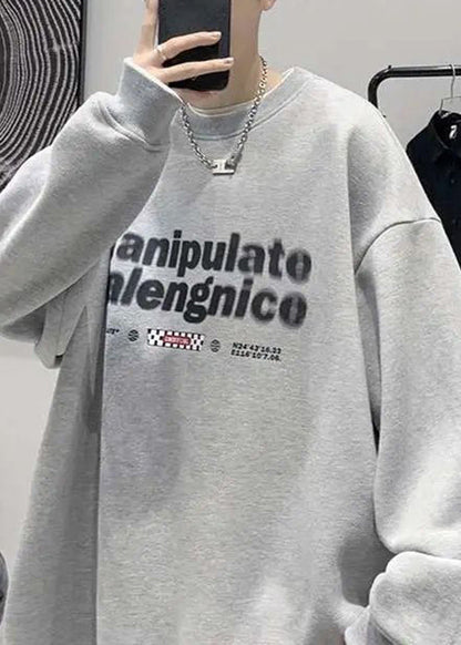 Two Sweatshirt Pieces False Cotton Neck Letter Green Loose Men O