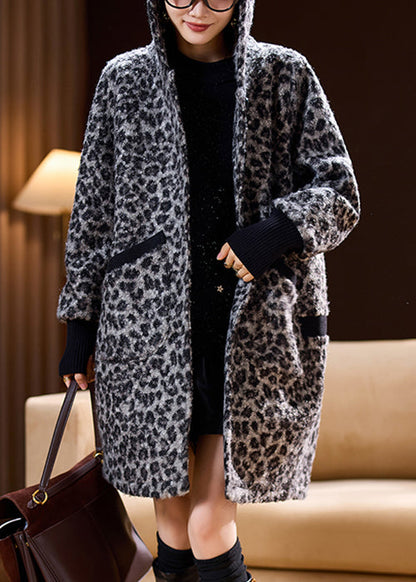 Loose Grey Hooded Pockets Womens Parka Spring TY011