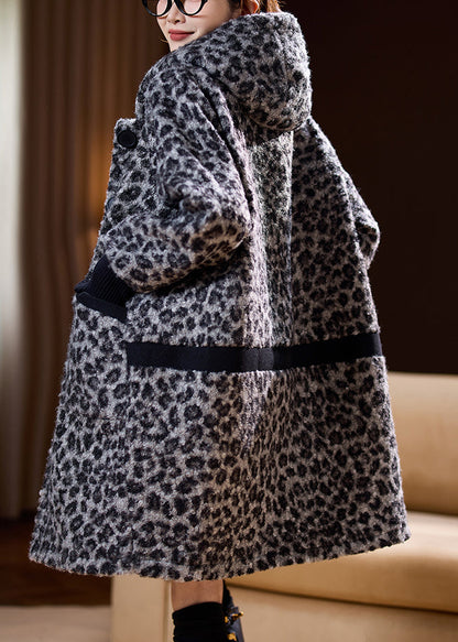 Loose Grey Hooded Pockets Womens Parka Spring TY011