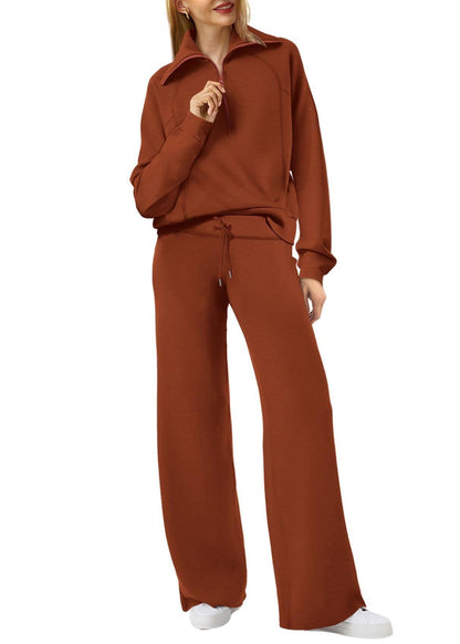 Light Cotton Leg And Zip Tops Loose Wide Two Green Up Solid Pants