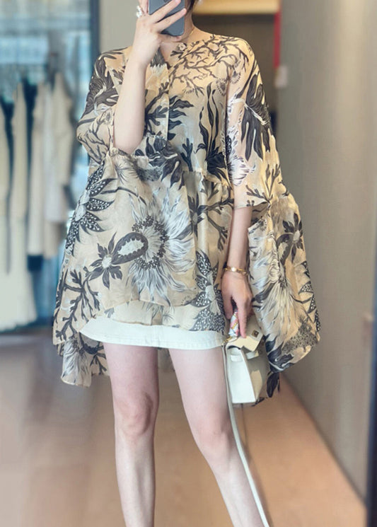 Print Cotton O-Neck Fall Shirts Loose