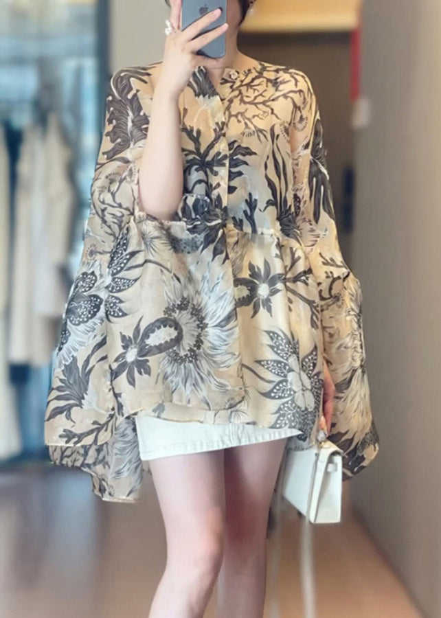 Print Cotton O-Neck Fall Shirts Loose