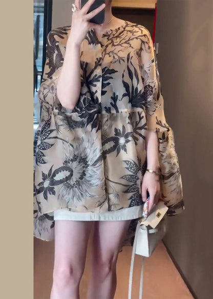 Print Cotton O-Neck Fall Shirts Loose