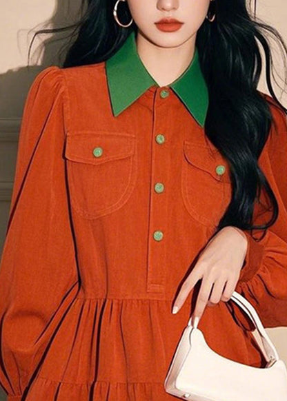 Dress Pan Orange Spring Button Corduroy Peter Shirts Loose Collar