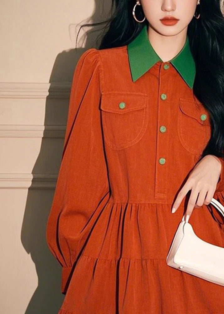 Dress Pan Orange Spring Button Corduroy Peter Shirts Loose Collar