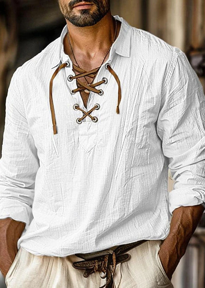 Orange Loose Shirt Cotton Pan Men Up Collar Fall Lace Peter