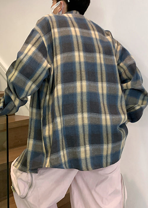 Collar Shirt Loose Orange Peter Plaid Pan Spring Cotton Men