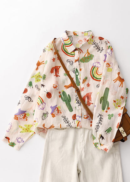 Shirts Loose Cotton Peter Spring Print Pan Collar