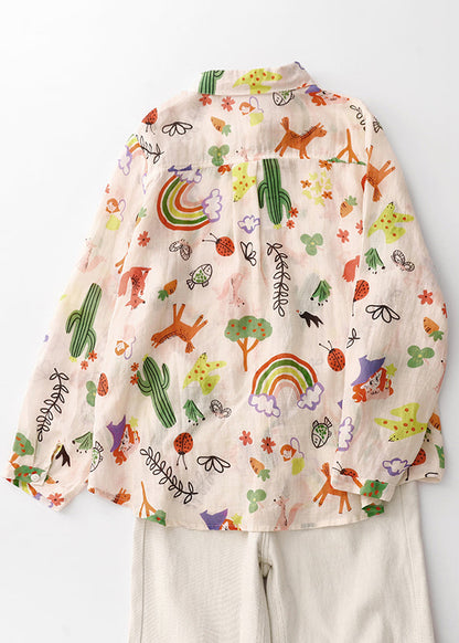 Shirts Loose Cotton Peter Spring Print Pan Collar