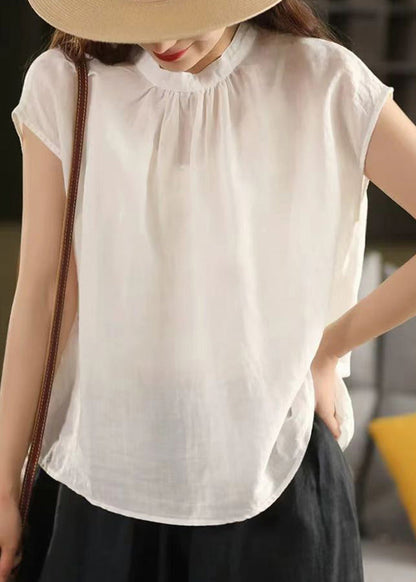 Summer Both Sides Loose Shirt Linen Wear Button Pink On