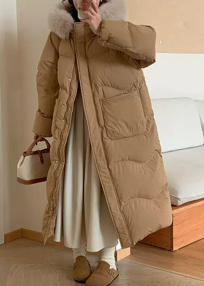 Loose Purple Pockets Patchwork Zippered Long Parka Winter RD013