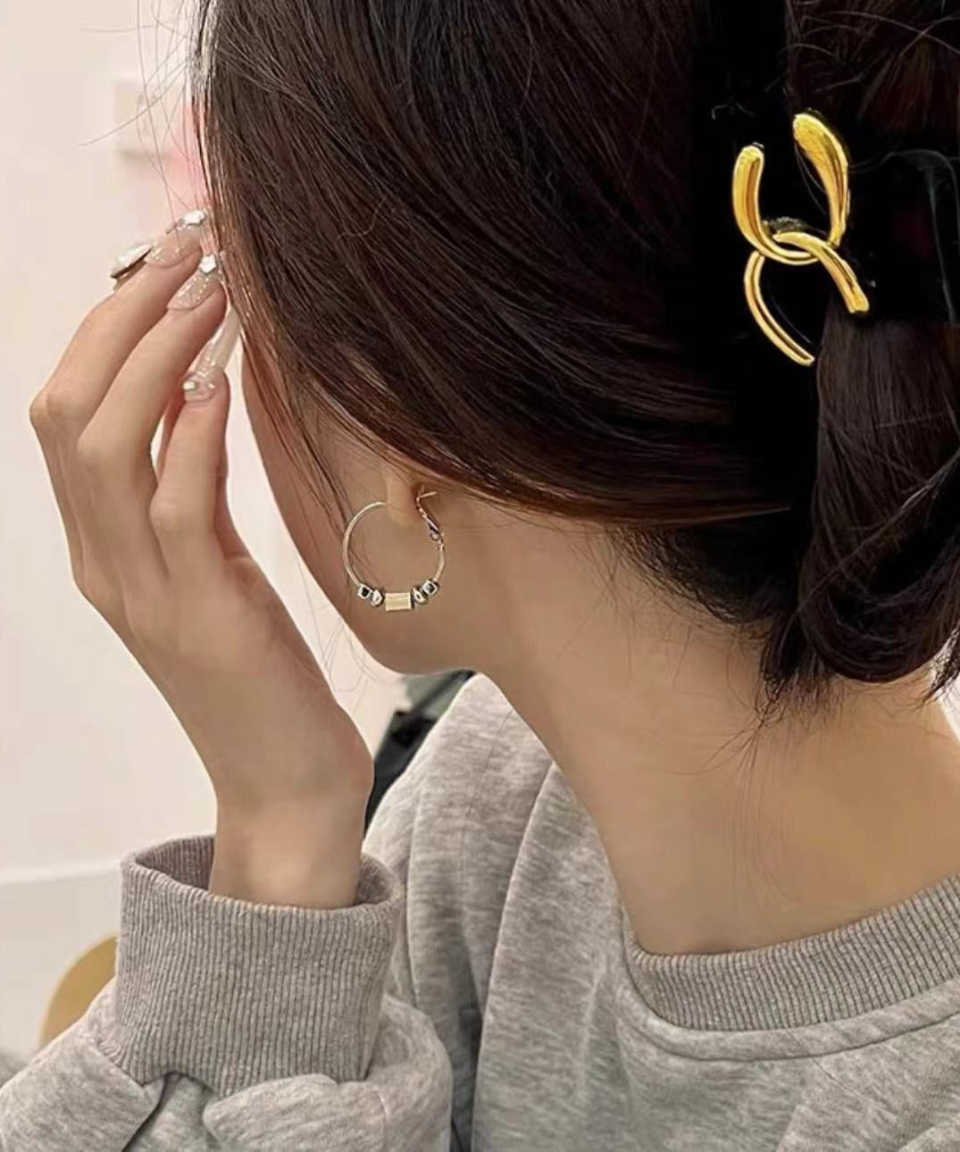 Earrings Broken Silk Hoop Loose Copper Silver