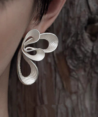 Loose Silk Sterling Silver Double Cloud Stud Earrings QQ072