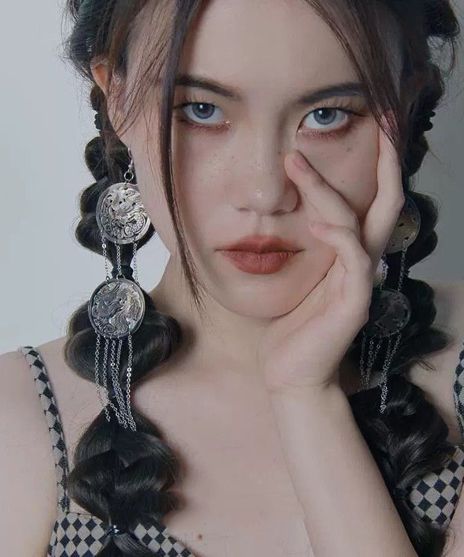 Earrings Silk Sterling Drop Tassel Single Loose Silver