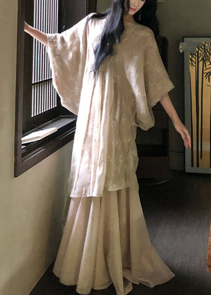 Robe Loose Neck V Sleeve Cotton Batwing Tulle Patchwork Dresses