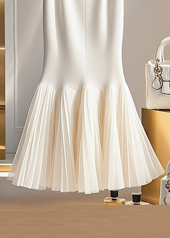 Loose White Solid Tulle Patchwork Fishtail Skirts Spring YJ006