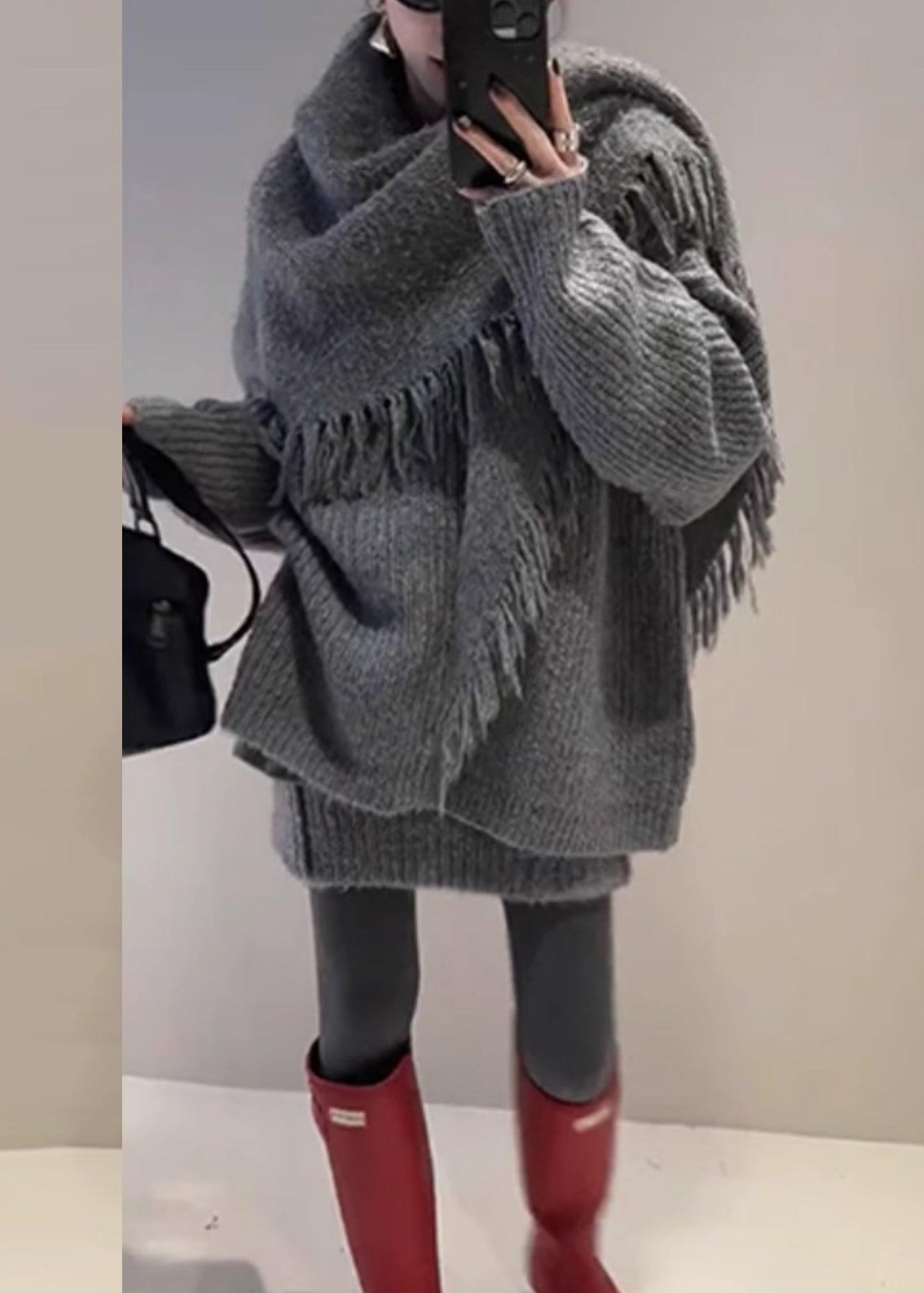 Set Fall Loose And Piece Skirts Cardigan Zippered Knit Yellow Two