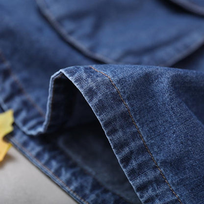 Plus Size - Loose Solid Color Drawstring Denim Hoodie OP1019