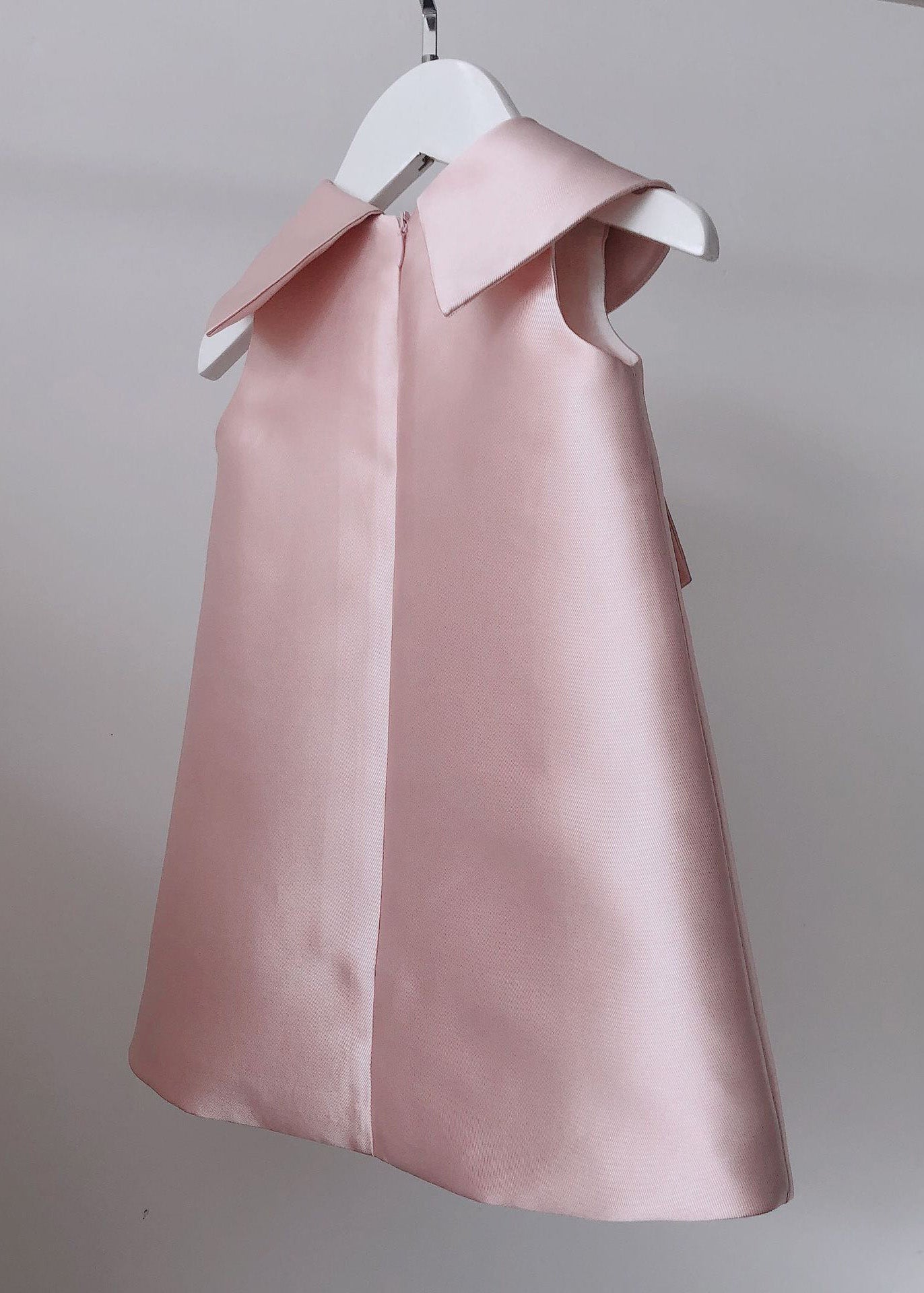 Lovely Pink Peter Pan Collar Bow Pearl Zircon Kids Maxi Dress Sleeveless YS032