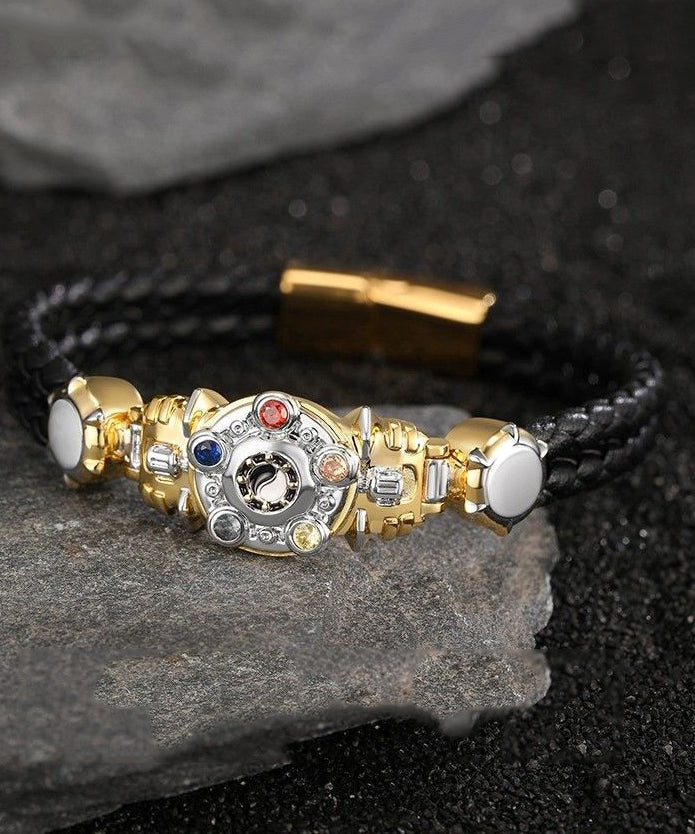 Zircon Armored Gold Steel Alloy Bracelet Warrior Men Stainless