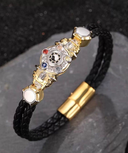 Zircon Armored Gold Steel Alloy Bracelet Warrior Men Stainless