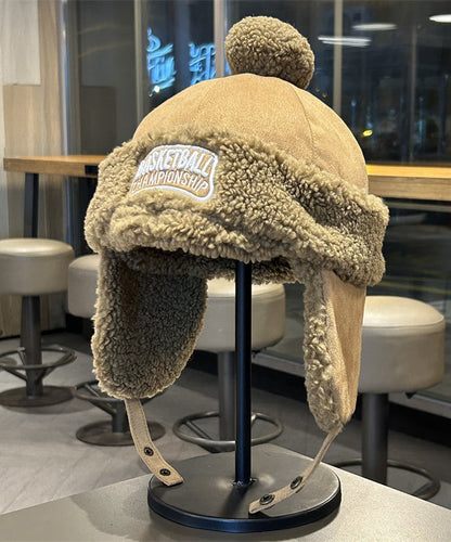 Men's Beige Winter Fleece Warm And Versatile Ear Protection Hat TK036