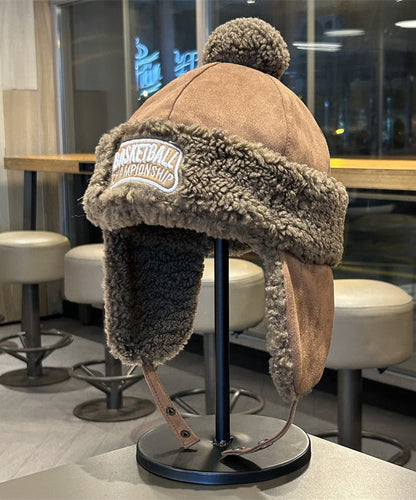 Men's Beige Winter Fleece Warm And Versatile Ear Protection Hat TK036