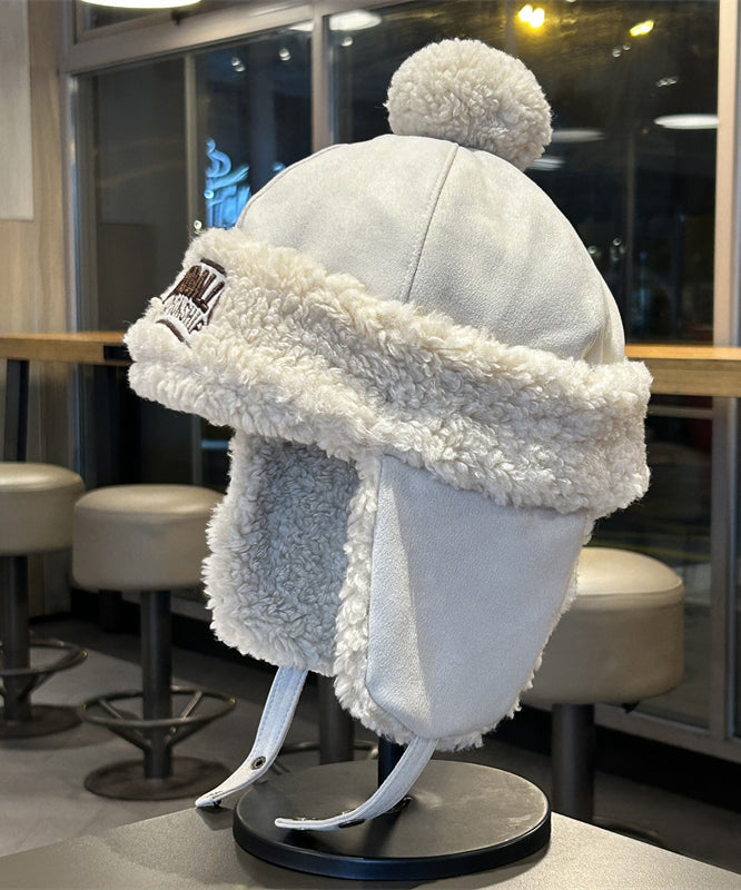 Men's Beige Winter Fleece Warm And Versatile Ear Protection Hat TK036