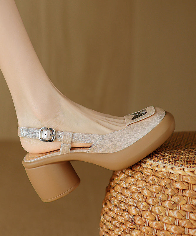 Splicing Sandals Sheepskin New Chunky Heel Green Mint