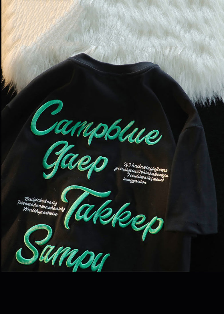 Shirts Modern T Men Apparel Letter Cotton Embroideried Apricot