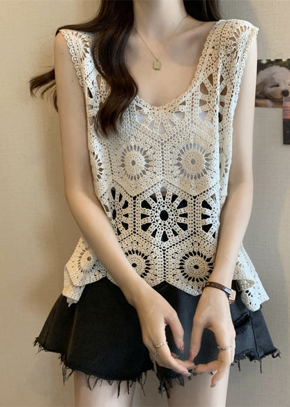 Modern Out V Vests Apricot Neck Hollow Summer