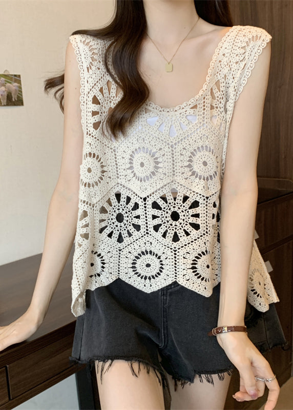 Modern Out V Vests Apricot Neck Hollow Summer