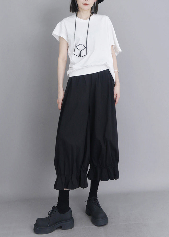 Modern Oversized Summer Pants Black Cotton Lantern