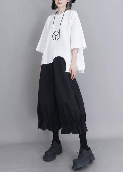 Modern Oversized Summer Pants Black Cotton Lantern