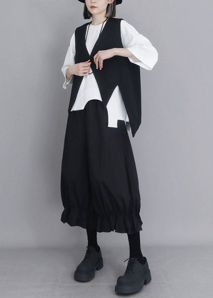 Modern Oversized Summer Pants Black Cotton Lantern
