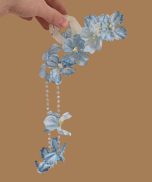 Blue Floral Beading Modern Alloy Hairpin Tassel