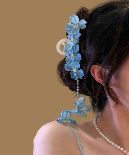 Blue Floral Beading Modern Alloy Hairpin Tassel