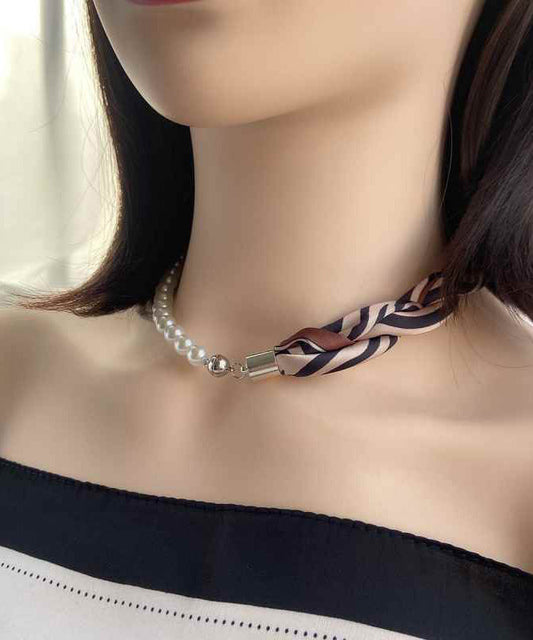 Steel Stainless Modern Coffee Scarf Print Patchwork Pearl