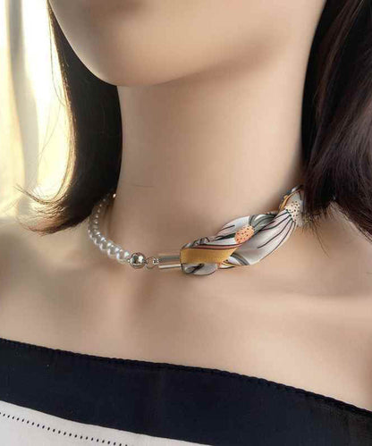 Steel Stainless Modern Coffee Scarf Print Patchwork Pearl