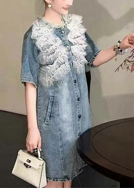 Tulle Modern Day Denim Patchwork Dress Blue Summer