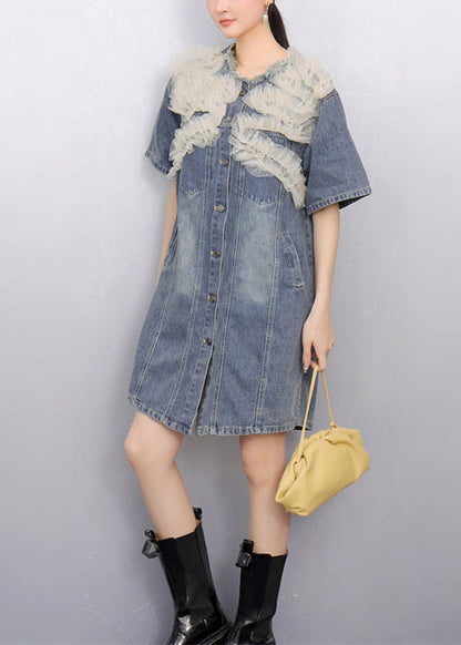 Tulle Modern Day Denim Patchwork Dress Blue Summer